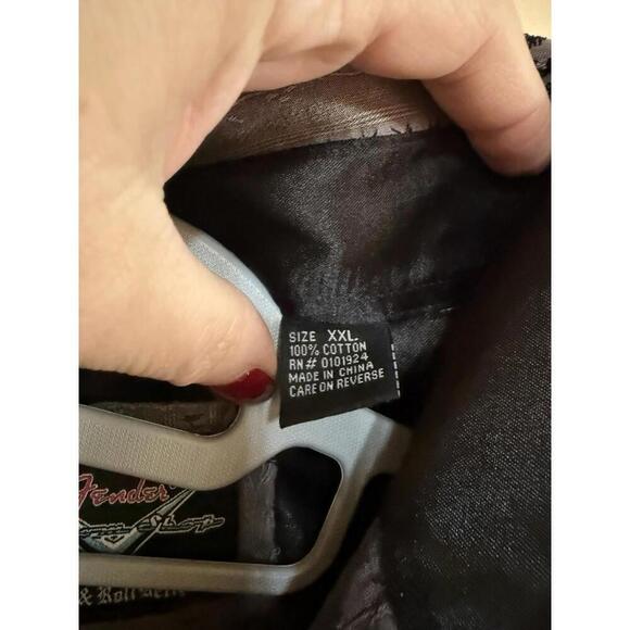 Fender Western Gothic Shirt XXL Top Embroidered Cross Tuxedo Rock & Roll Guitar - Picture 5 of 5